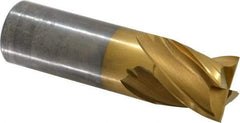 Cleveland - 7/8", 31.75mm LOC, 7/8" Shank Diam, 3-1/8" OAL, 4 Flute, Powdered Metal Square End Mill - Single End, TiN Finish, Spiral Flute, 37° Helix, Centercutting, Right Hand Cut, Right Hand Flute, Series PM-4 - USA Tool & Supply
