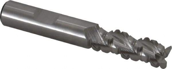 Cleveland - 1/2" Diam, Coarse Pitch, 1-1/4" LOC, 3 Flute Powdered Metal Corner Radius Roughing End Mill - Uncoated, 3-1/4" OAL, 1/2" Shank Diam, Single End, Centercutting, 42° Helix - USA Tool & Supply