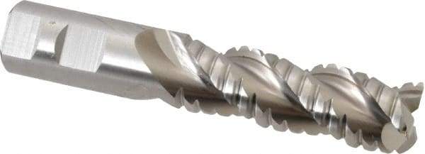 Cleveland - 1" Diam, Coarse Pitch, 3" LOC, 3 Flute Powdered Metal Corner Radius Roughing End Mill - Uncoated, 5-1/2" OAL, 1" Shank Diam, Single End, Centercutting, 42° Helix - USA Tool & Supply