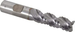 Cleveland - 5/8" Diam, Coarse Pitch, 1-5/8" LOC, 3 Flute Powdered Metal Corner Radius Roughing End Mill - TiCN Finish, 3-3/4" OAL, 5/8" Shank Diam, Single End, Centercutting, 42° Helix - USA Tool & Supply