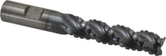 Cleveland - 5/8" Diam, Coarse Pitch, 2-1/2" LOC, 3 Flute Powdered Metal Corner Radius Roughing End Mill - TiCN Finish, 4-5/8" OAL, 5/8" Shank Diam, Single End, Centercutting, 42° Helix - USA Tool & Supply