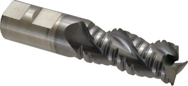 Cleveland - 1" Diam, Coarse Pitch, 2" LOC, 3 Flute Powdered Metal Corner Radius Roughing End Mill - TiCN Finish, 4-1/2" OAL, 1" Shank Diam, Single End, Centercutting, 42° Helix - USA Tool & Supply