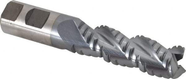 Cleveland - 1" Diam, Coarse Pitch, 3" LOC, 3 Flute Powdered Metal Corner Radius Roughing End Mill - TiCN Finish, 5-1/2" OAL, 1" Shank Diam, Single End, Centercutting, 42° Helix - USA Tool & Supply