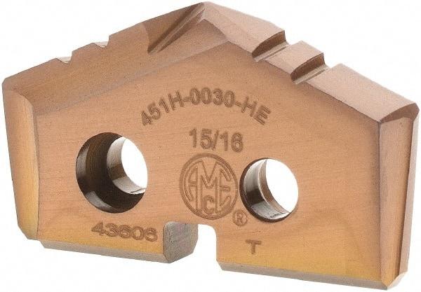 Allied Machine and Engineering - 15/16" Diam x 5/32" Thick, Seat Code 1, 132° Included Angle Spade Drill Insert - AM200 Coated, Cobalt, Grade Super Cobalt, Series GEN2 T-A - USA Tool & Supply