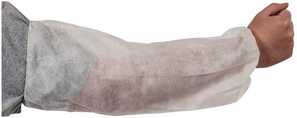 PRO-SAFE - Size L, White Polypropylene Disposable Sleeve - 18" Long Sleeve, Elastic Opening at Both Ends - USA Tool & Supply