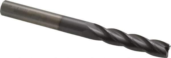 OSG - 3/8", 1-3/4" LOC, 3/8" Shank Diam, 4" OAL, 4 Flute, Solid Carbide Square End Mill - Single End, TiCN Finish, Spiral Flute, 30° Helix, Centercutting, Right Hand Cut, Right Hand Flute, Series 484 - USA Tool & Supply
