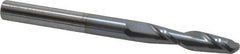 OSG - 1/4" Diam, 1-1/8" LOC, 2 Flute Solid Carbide Ball End Mill - TiCN Finish, Single End, 3" OAL, 1/4" Shank Diam, Spiral Flute - USA Tool & Supply