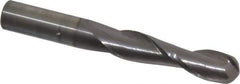 OSG - 1/2" Diam, 2" LOC, 2 Flute Solid Carbide Ball End Mill - TiCN Finish, Single End, 4" OAL, 1/2" Shank Diam, Spiral Flute - USA Tool & Supply