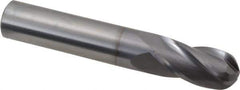 OSG - 1/2" Diam, 1" LOC, 4 Flute Solid Carbide Ball End Mill - TiCN Finish, Single End, 3" OAL, 1/2" Shank Diam, Spiral Flute - USA Tool & Supply