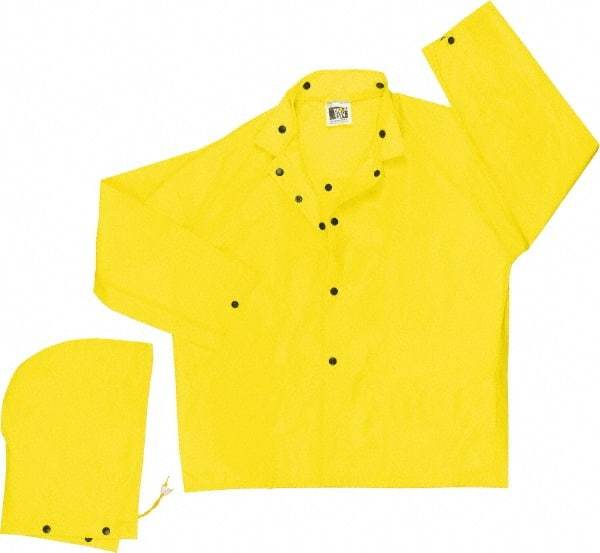 MCR Safety - Size 2XL, Yellow, Rain Jacket - 62" Chest, Attached Hood - USA Tool & Supply