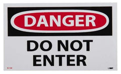 NMC - Security & Admittance Label, Header: DANGER - Legend: Danger - Do Not Enter, English, Red, Black & White, 5" Long x 3" High, Sign Muscle Finish - USA Tool & Supply
