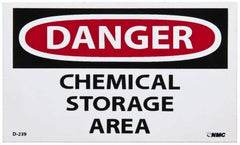 NMC - Hazardous Materials Label, Header: DANGER - Legend: Danger - Chemical Storage Area, English, Red, Black & White, 5" Long x 3" High, Sign Muscle Finish - USA Tool & Supply