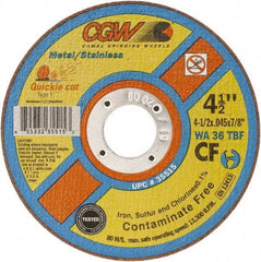 Camel Grinding Wheels - 7" 36 Grit Aluminum Oxide Cutoff Wheel - 1/16" Thick, 7/8" Arbor, 8,500 Max RPM - USA Tool & Supply