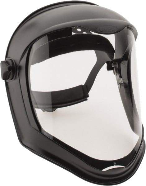 Uvex - Acrylonitrile Butadiene Styrene (ABS) Black Ratchet Adjustment, Face Shield & Headgear Set - 14-1/4" Wide x 9-3/8" High, Anti-Fog, Clear Window - USA Tool & Supply