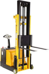 Vestil - 1,100 Lb Capacity, 118" Lift Height, Battery Powered Stacker - 1-3/16" Lowered Height, 30" Fork Length, 32-1/4" Overall Width - USA Tool & Supply