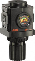 ARO/Ingersoll-Rand - 3/8 NPT Port, 113 CFM, Aluminum Compact Regulator - 0 to 140 psi Range, 250 Max psi Supply Pressure, 1/8" Gauge Port Thread, 2.705" Wide x 4.772" High - USA Tool & Supply