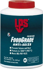 LPS - 1 Lb Brush Top Food Grade Anti-Seize Lubricant - Metal Free, -1,800°F, Opaque Off-White, Food Grade - USA Tool & Supply