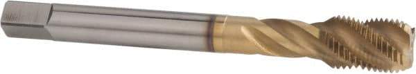 Accupro - M18x1.50 Metric Fine 4 Flute 6H Modified Bottoming Spiral Flute Tap - Powdered Metal, TiCN Finish, 110mm OAL, Right Hand Flute, Right Hand Thread - USA Tool & Supply