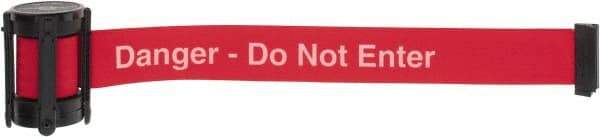 Tensator - 5" High x 90" Long x 2" Wide Barrier Replacement Cassette - Plastic, Black Powder Finish, Red, Use with Tensabarrier - USA Tool & Supply