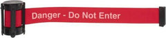 Tensator - 5" High x 90" Long x 2" Wide Barrier Replacement Cassette - Plastic, Black Powder Finish, Red, Use with Tensabarrier - USA Tool & Supply