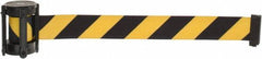 Tensator - 5" High x 90" Long x 2" Wide Barrier Replacement Cassette - Plastic, Black Powder Finish, Black/Yellow, Use with Tensabarrier - USA Tool & Supply