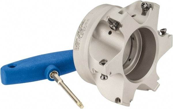 Iscar - 6 Inserts, 4" Cut Diam, 1-1/2" Arbor Diam, 0.512" Max Depth of Cut, Indexable Square-Shoulder Face Mill - 0/90° Lead Angle, 2" High, HM390 TDKT 1505 Insert Compatibility, Through Coolant, Series HeliIQMill - USA Tool & Supply