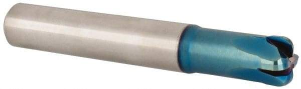 Accupro - 1/2", 4 Flute, Single End, Solid Carbide, 1/8" Corner Radius End Mill - 3-1/4" OAL, 0° Helix, Right Hand Flute, 0.2" LOC, Right Hand Cut, 1" Extended Reach - USA Tool & Supply
