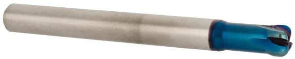 Accupro - 1/4", 4 Flute, Single End, Solid Carbide, 1/16" Corner Radius End Mill - 2-1/2" OAL, 0° Helix, Right Hand Flute, 0.1" LOC, Right Hand Cut, 1/2" Extended Reach - USA Tool & Supply