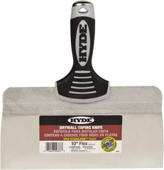 Hyde Tools - 10" Wide Spring Blade Stainless Steel Taping Knife - Flexible, Soft Grip Plastic Overmold Handle, 10-1/2" OAL - USA Tool & Supply