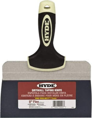 Hyde Tools - 8" Wide Spring Blade Tempered Steel Taping Knife - Flexible, Soft Grip Plastic Overmold Handle, 10-1/2" OAL - USA Tool & Supply