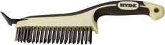 Hyde Tools - 20 Rows x 4 Columns Steel Scratch Brush - 6" Brush Length, 12-3/4" OAL, 1-1/8" Trim Length, Plastic with Rubber Overmold Ergonomic Handle - USA Tool & Supply