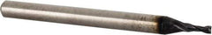 Accupro - 0.052", 0.14" LOC, 1/8" Shank Diam, 1-1/2" OAL, 2 Flute, Solid Carbide Square End Mill - Single End, TiAlN Finish, Spiral Flute, 30° Helix, Centercutting, Right Hand Cut, Right Hand Flute - USA Tool & Supply