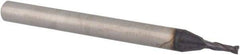 Accupro - 0.047", 0.14" LOC, 1/8" Shank Diam, 1-1/2" OAL, 2 Flute, Solid Carbide Square End Mill - Single End, TiAlN Finish, Spiral Flute, 30° Helix, Centercutting, Right Hand Cut, Right Hand Flute - USA Tool & Supply