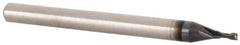 Accupro - 0.043", 0.09" LOC, 1/8" Shank Diam, 1-1/2" OAL, 2 Flute, Solid Carbide Square End Mill - Single End, TiAlN Finish, Spiral Flute, 30° Helix, Centercutting, Right Hand Cut, Right Hand Flute - USA Tool & Supply