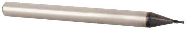 Accupro - 0.024", 0.04" LOC, 1/8" Shank Diam, 1-1/2" OAL, 2 Flute, Solid Carbide Square End Mill - Single End, TiAlN Finish, Spiral Flute, 30° Helix, Centercutting, Right Hand Cut, Right Hand Flute - USA Tool & Supply