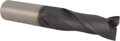 Accupro - 3/4", 2" LOC, 3/4" Shank Diam, 4-1/2" OAL, 2 Flute, Solid Carbide Square End Mill - Single End, TiAlN Finish, Spiral Flute, 30° Helix, Centercutting, Right Hand Cut, Right Hand Flute - USA Tool & Supply