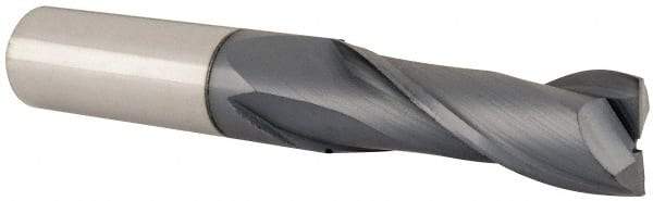 Accupro - 5/8", 1-3/4" LOC, 5/8" Shank Diam, 4" OAL, 2 Flute, Solid Carbide Square End Mill - Single End, TiAlN Finish, Spiral Flute, 30° Helix, Centercutting, Right Hand Cut, Right Hand Flute - USA Tool & Supply