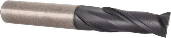 Accupro - 3/8", 1" LOC, 3/8" Shank Diam, 2-3/4" OAL, 2 Flute, Solid Carbide Square End Mill - Single End, TiAlN Finish, Spiral Flute, 30° Helix, Centercutting, Right Hand Cut, Right Hand Flute - USA Tool & Supply