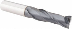 Accupro - 1/2", 1-1/2" LOC, 1/2" Shank Diam, 3-1/2" OAL, 2 Flute, Solid Carbide Square End Mill - Single End, TiAlN Finish, Spiral Flute, 30° Helix, Centercutting, Right Hand Cut, Right Hand Flute - USA Tool & Supply