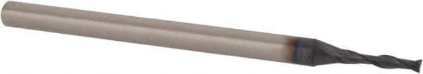 Accupro - 1/16", 5/16" LOC, 1/8" Shank Diam, 2" OAL, 2 Flute, Solid Carbide Square End Mill - Single End, TiAlN Finish, Spiral Flute, 30° Helix, Centercutting, Right Hand Cut, Right Hand Flute - USA Tool & Supply
