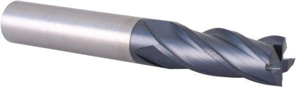 Accupro - 1/2", 1-1/2" LOC, 1/2" Shank Diam, 3-1/2" OAL, 4 Flute, Solid Carbide Square End Mill - Single End, TiAlN Finish, Spiral Flute, 30° Helix, Centercutting, Right Hand Cut, Right Hand Flute - USA Tool & Supply