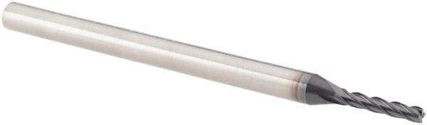 Accupro - 1/16", 5/16" LOC, 1/8" Shank Diam, 2" OAL, 4 Flute, Solid Carbide Square End Mill - Single End, TiAlN Finish, Spiral Flute, 30° Helix, Centercutting, Right Hand Cut, Right Hand Flute - USA Tool & Supply