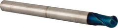 Accupro - 3/8" Diam, 3/8" LOC, 2 Flute Solid Carbide Ball End Mill - Blue Finish, Single End, 4" OAL, 3/8" Shank Diam, Spiral Flute - USA Tool & Supply