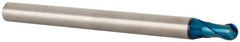 Accupro - 3/16" Diam, 3/16" LOC, 2 Flute Solid Carbide Ball End Mill - Blue Finish, Single End, 3" OAL, 1/4" Shank Diam, Spiral Flute - USA Tool & Supply