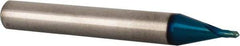 Accupro - 1/16" Diam, 1/16" LOC, 2 Flute Solid Carbide Ball End Mill - Blue Finish, Single End, 2" OAL, 1/4" Shank Diam, Spiral Flute - USA Tool & Supply