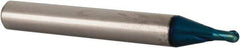 Accupro - 3/32" Diam, 3/32" LOC, 2 Flute Solid Carbide Ball End Mill - Blue Finish, Single End, 2" OAL, 1/4" Shank Diam, Spiral Flute - USA Tool & Supply