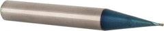 Accupro - 1/32" Diam, 1/32" LOC, 2 Flute Solid Carbide Ball End Mill - Blue Finish, Single End, 2" OAL, 1/4" Shank Diam, Spiral Flute - USA Tool & Supply