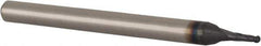 Accupro - 0.043" Diam, 0.11" LOC, 2 Flute Solid Carbide Ball End Mill - TiAlN Finish, Single End, 1-1/2" OAL, 1/8" Shank Diam, Spiral Flute - USA Tool & Supply