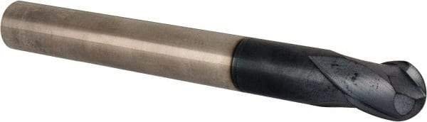 Accupro - 5/8" Diam, 5/8" LOC, 2 Flute Solid Carbide Ball End Mill - TiAlN Finish, Single End, 5-1/2" OAL, 5/8" Shank Diam, Spiral Flute - USA Tool & Supply