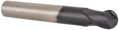 Accupro - 1" Diam, 1" LOC, 2 Flute Solid Carbide Ball End Mill - TiAlN Finish, Single End, 7" OAL, 1" Shank Diam, Spiral Flute - USA Tool & Supply